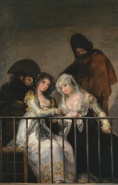 Majas auf einem Balkon, ca. 1800-1810 von Francisco de Goya