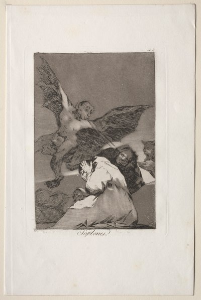 Caprichos: Märchenerzähler - Windstöße von Francisco de Goya