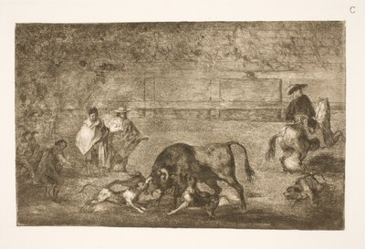 Die Hunde werden auf den Stier gehetzt von Francisco de Goya