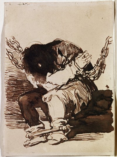 Gefangener in Ketten sitzend von Francisco de Goya