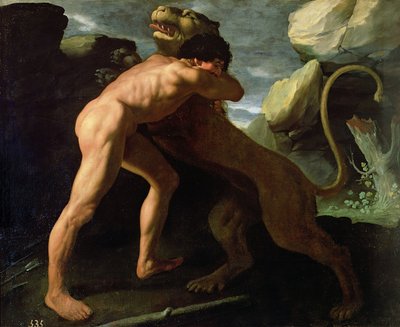Herkules kämpft mit dem Nemeischen Löwen von Francisco de Zurbaran
