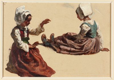 Zwei Mädchen in regionaler Tracht von Francois Hippolyte Lalaisse