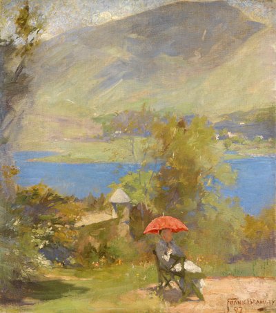 Die Frau des Künstlers in Grasmere von Frank Bramley