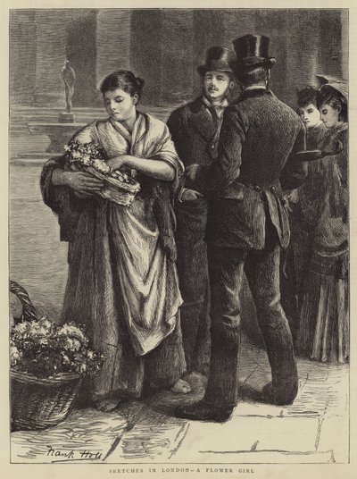 Skizzen in London, ein Blumenmädchen von Frank Holl