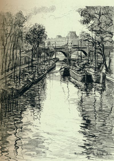 Lastkähne auf der Seine, 1915 von Frank Milton Armington