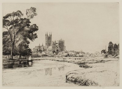 Canterbury von den Wiesen aus, 1930 von Frank Short