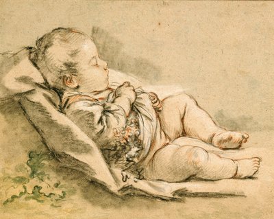 Ein schlafendes Baby von François Boucher