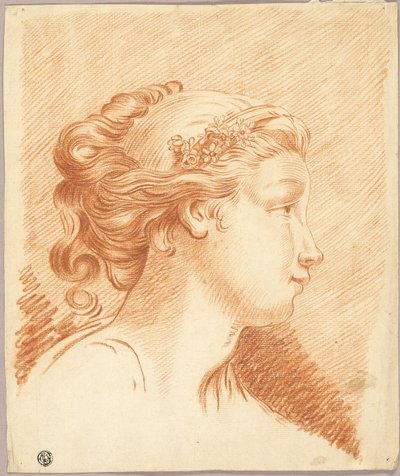Kopf eines Mädchens im Profil nach rechts von François Boucher