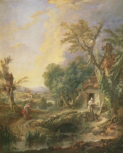 Landschaft mit einem Einsiedler, 1742 von François Boucher