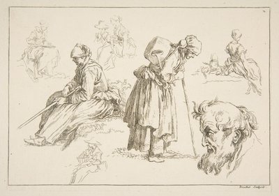 Blatt mit Skizzen, 1753 von François Boucher