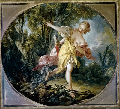 Sylvie flieht vor dem Wolf, den sie verletzt hat von François Boucher