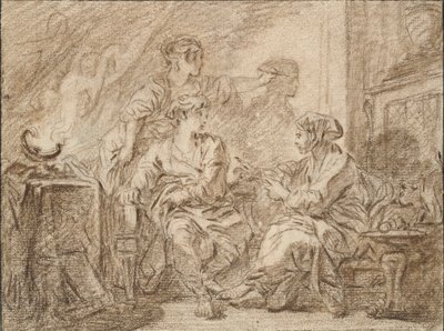 Die Erfindung des Zeichnens, Mitte des 18. Jahrhunderts von François Boucher