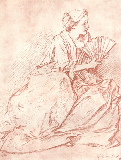 Die Dame mit dem Fächer, 18. Jahrhundert von François Boucher