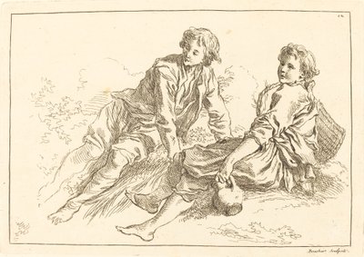 Liegende Hirtenjungen von François Boucher after Abraham Bloemaert