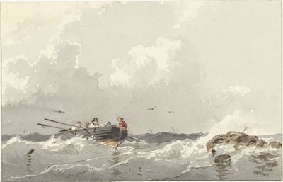 Ruderboot auf dem Meer von Frans Arnold Breuhaus de Groot