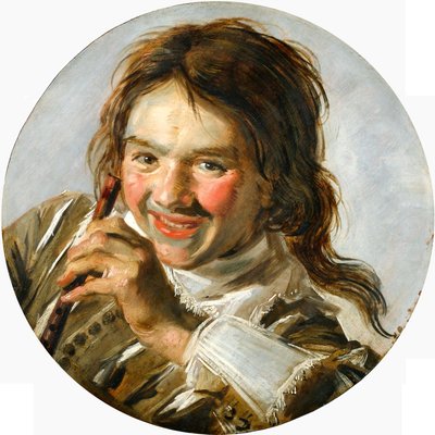 Brustbild eines lachenden Knaben mit Flöte von Frans Hals