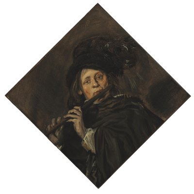 Junger Mann, der eine Flöte spielt von Frans Hals