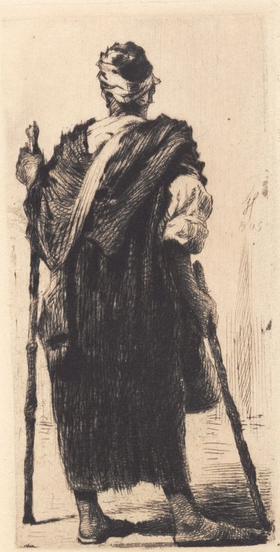 Arabischer Bettler von hinten gesehen von Frans Schwartz