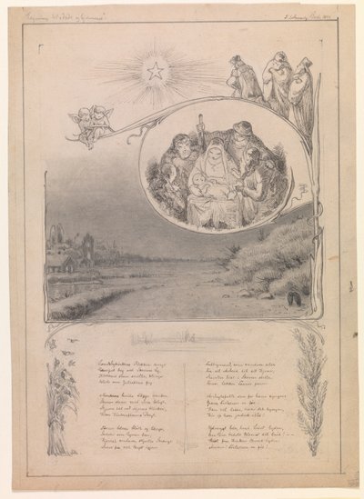 Weihnachtszeichnung für "Ude og hjemme" von Frans Schwartz