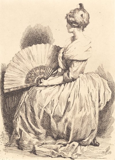 Sitzende Dame mit Fächer von Frans Schwartz