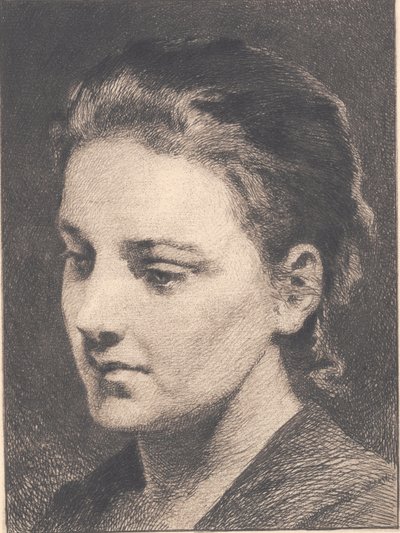 Junges Mädchen mit hochgestecktem Haar, Halbprofil von Frans Schwartz