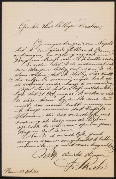 Brief an August Allebé von Frans Stracké