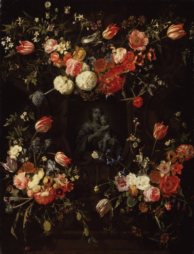 Madonna umgeben von Blumen, 1662 von Frans Ykens
