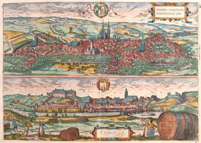 Eisleben und Tübingen, Deutschland (Stich) von Franz Hogenberg