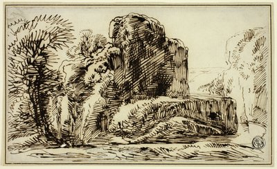 Felsen, Bäume und Fluss von Franz Kobell