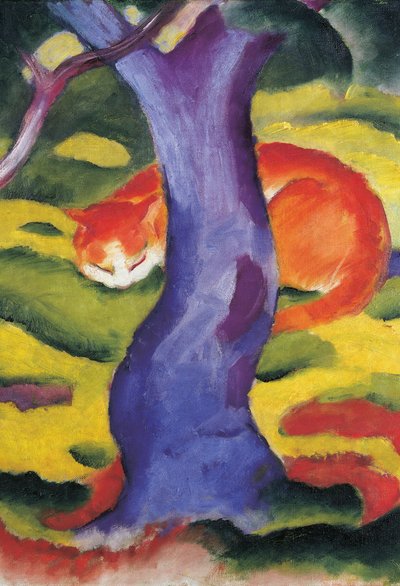 Katze hinter Baum, 50x70 cm von Franz Marc