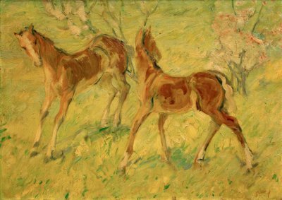 Fohlen auf der Weide (Springende Fohlen) von Franz Marc