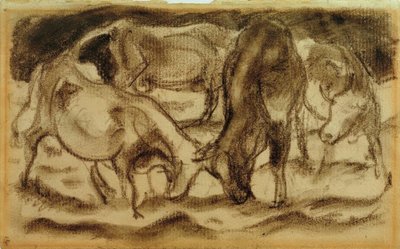 Kämpfende Kühe von Franz Marc