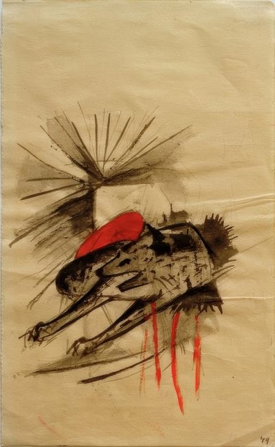 Liegende Hyäne (Liegender Wolf) von Franz Marc