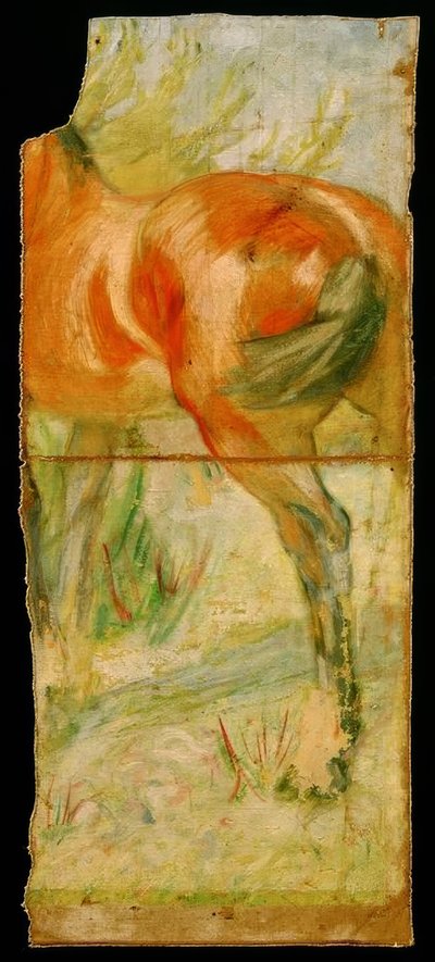 Pferd vor großem Busch von Franz Marc