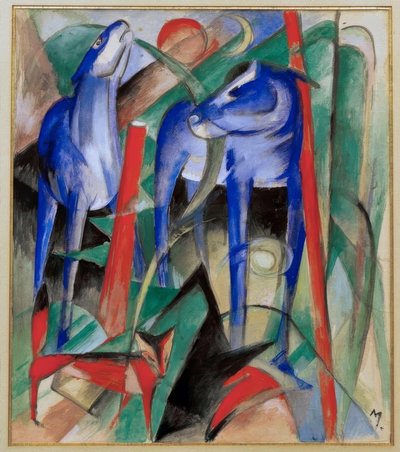 Schöpfung der Pferde (Drei Fabeltiere) von Franz Marc