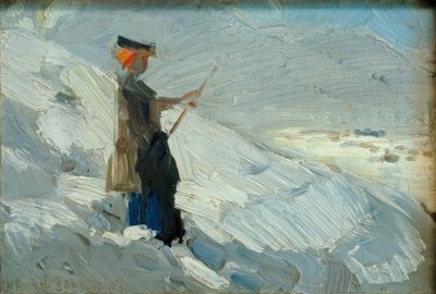 Stehende Frau in Winterlandschaft von Franz Marc