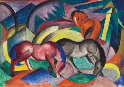 Drei Pferde, 1912 von Franz Marc