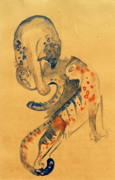 Zwei Raubkatzen von Franz Marc