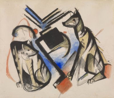 Zwei Wölfe von Franz Marc