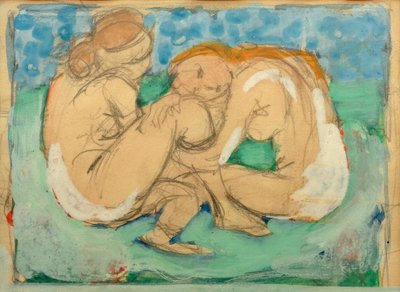Zwei weibliche Akte auf Blau von Franz Marc