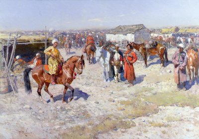 Zentralasiatischer Pferdemarkt von Franz Roubaud