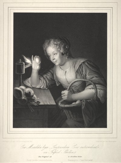 Mädchen beim Durchleuchten von Eiern von Franz Seraph Hanfstaengl