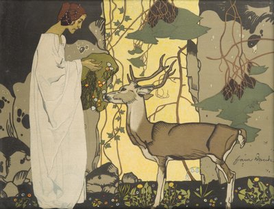 Mädchen mit Reh von Franz Wacik