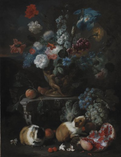 Blumenstück mit Meerschweinchen von Franz Werner Tamm