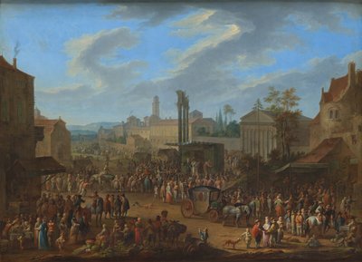 Jahrmarkt mit Tempel und Maibaum von Franz de Paula Ferg