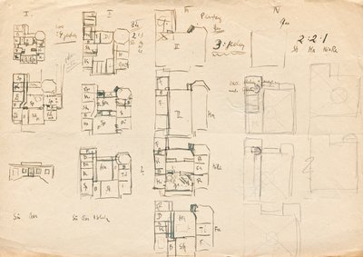 Entwurfsskizzen zu Matschs Ateliervilla - Grundrisse von Franz von Matsch