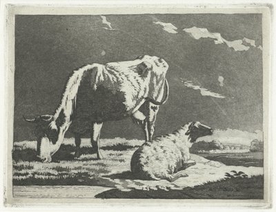 Landschaft mit Kuh und Schaf von Frédéric Théodore Faber