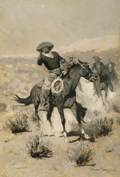 Tage auf der Weide (Hände hoch), ca. 1902 von Frederic Remington