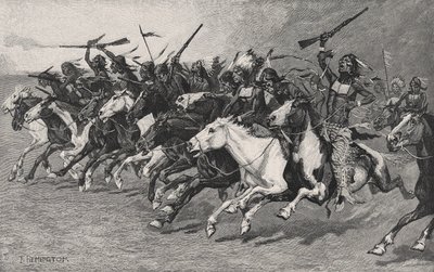 Der Angriff auf den Sonnenpfahl von Frederic Remington