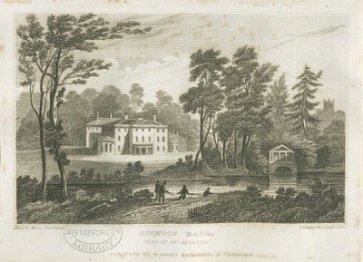 Bishton Halle: Gravur, 1830er Jahre von Frederick Calvert